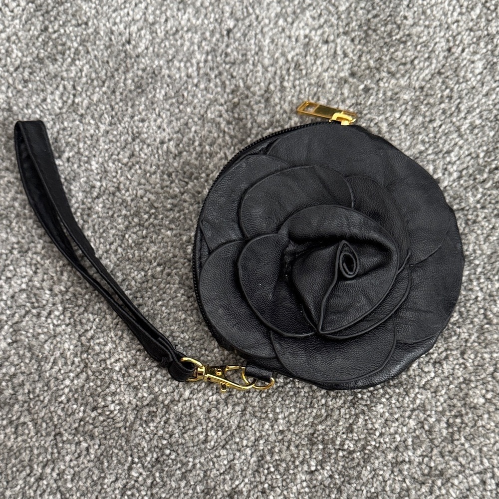 Elegant Black Floral Wristlet